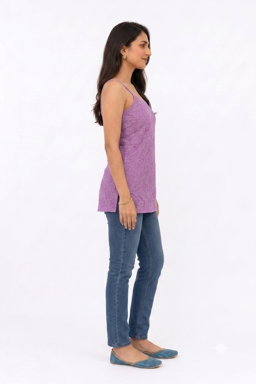 RESHAM WORK SPAGHETTI STRAPS TUNIC