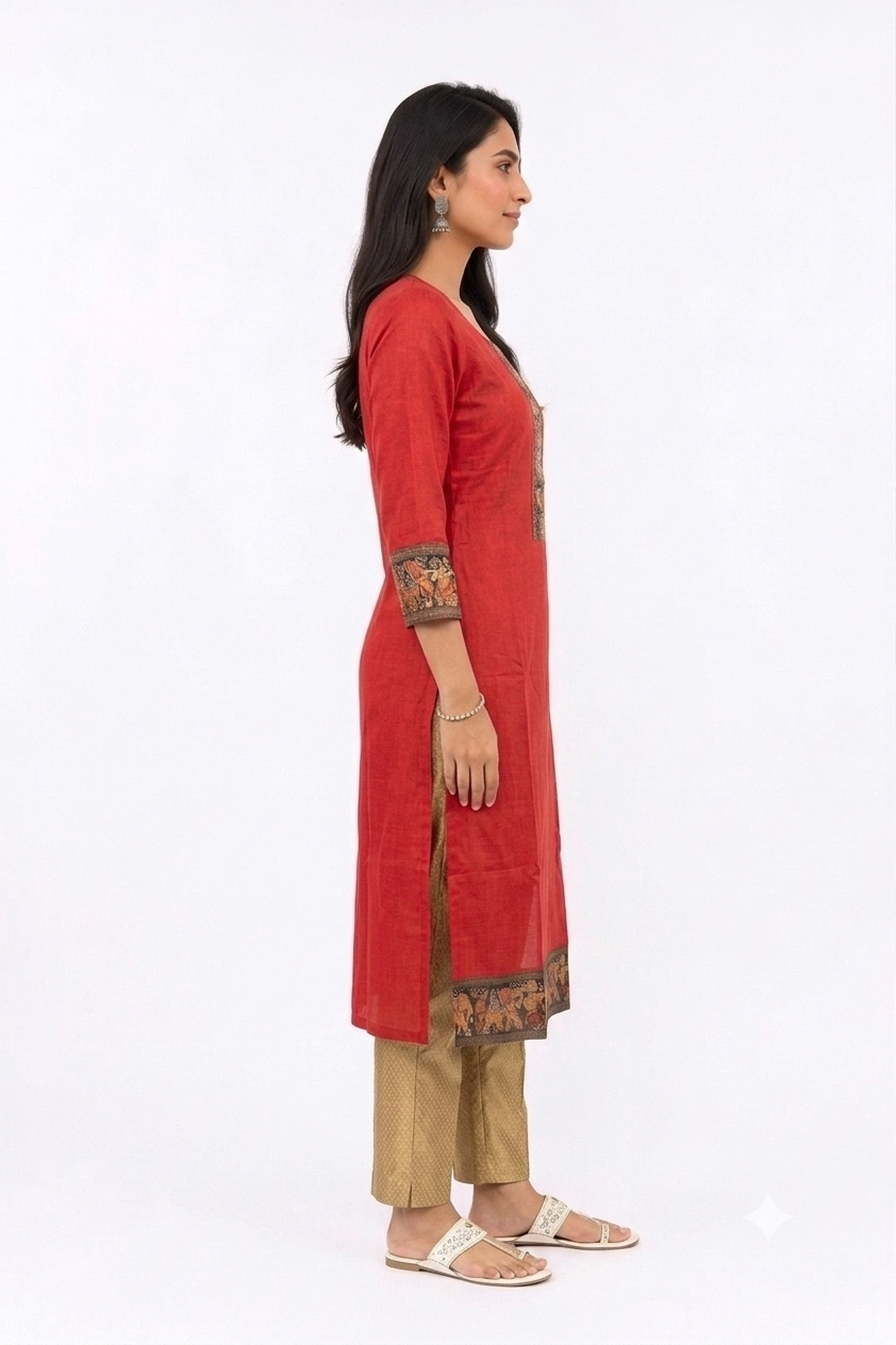 SLUB SILK KURTA WITH BARAAT BORDER
