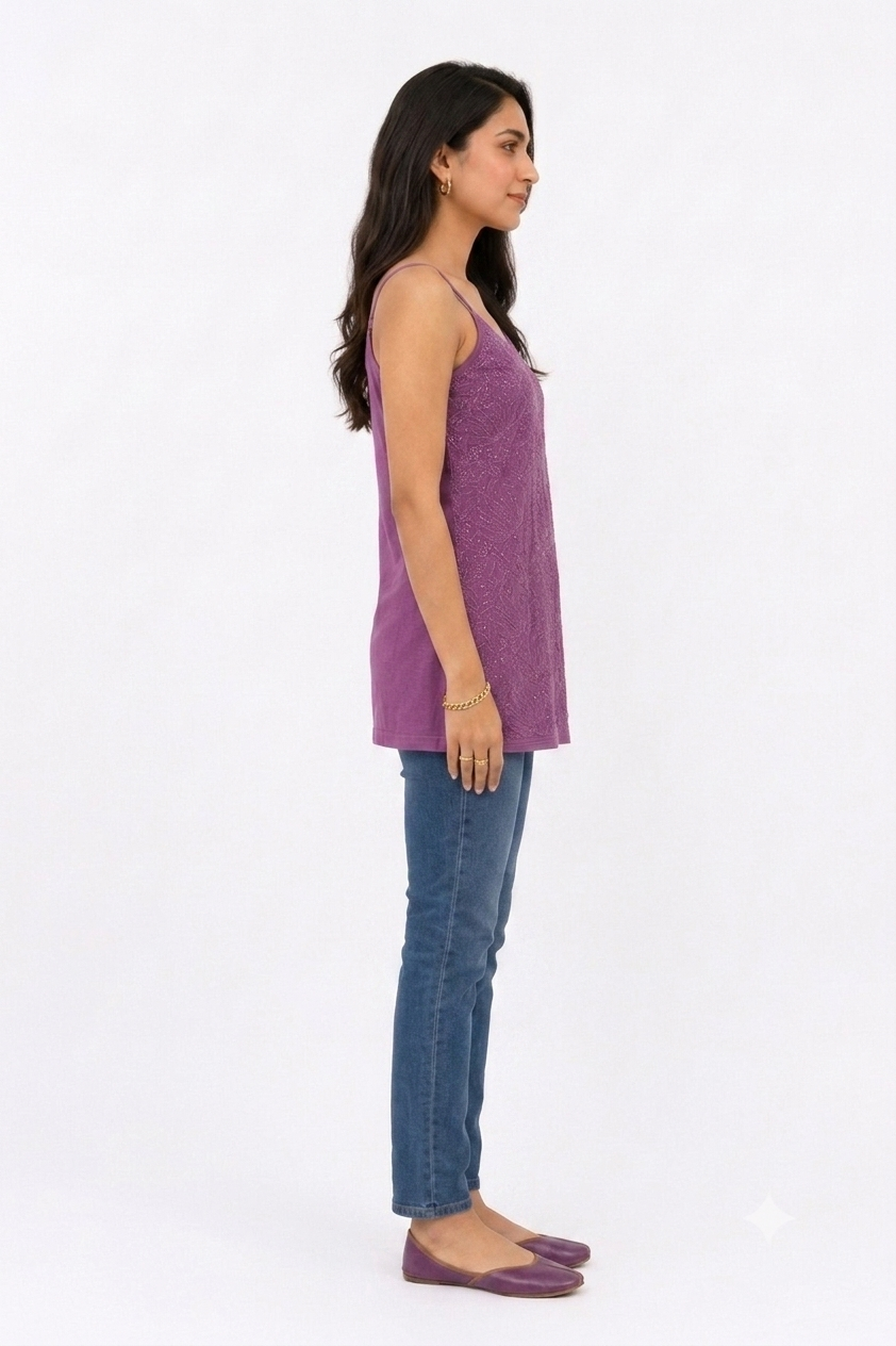 RESHAM WORK SPAGHETTI STRAPS TUNIC