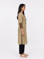 SLUB SILK KURTA WITH BARAAT BORDER