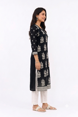 BLACK LUCKNOWI KURTA WITH MUKAISH WORK