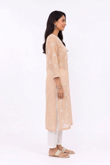PEACH GEORGETTE KURTA WITH LACE