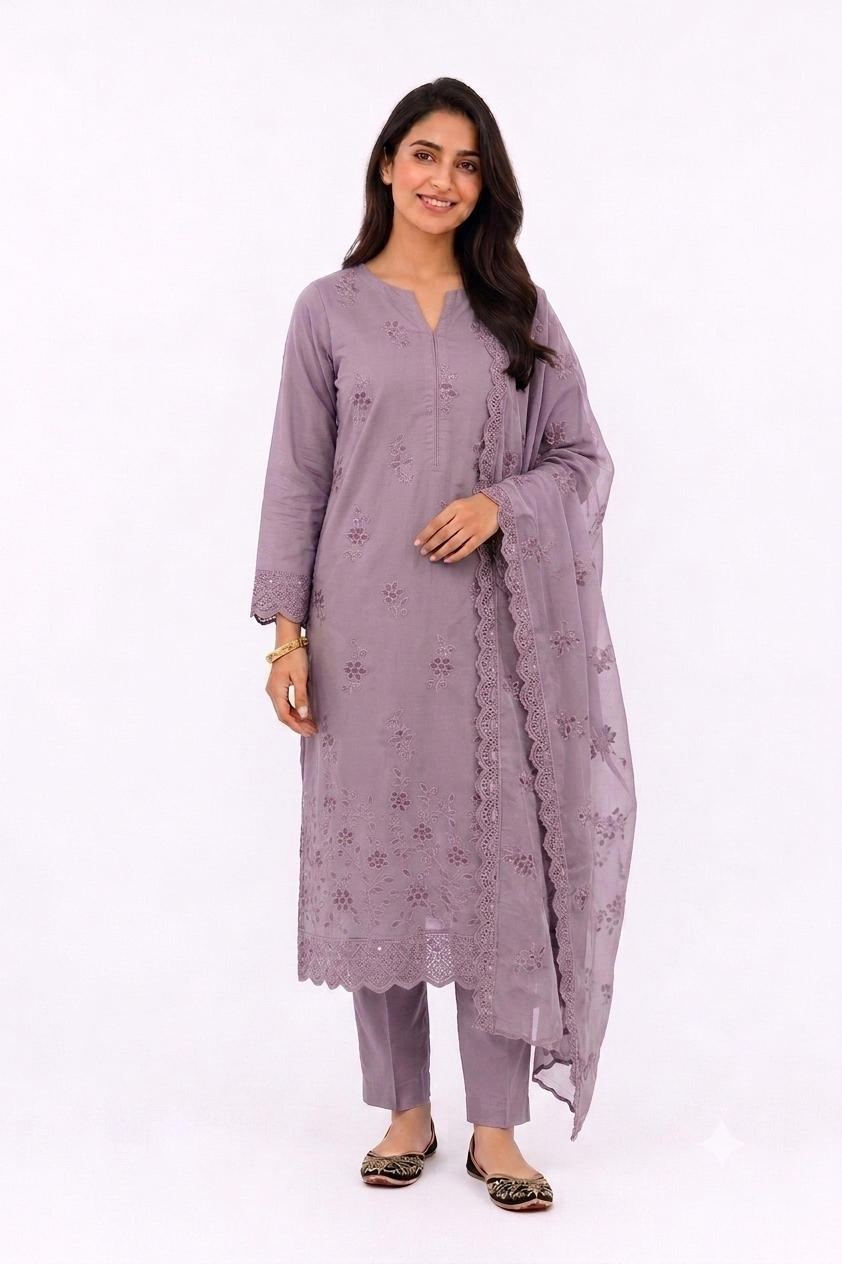 UNSTITCHED 3 PC COTTON SET