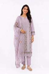 UNSTITCHED 3 PC COTTON SET WITH EMBROIDERY