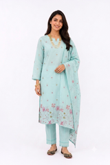 UNSTITCHED 3 PC SET EMBROIDERED COTTON