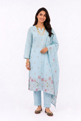 UNSTITCHED 3 PC SET EMBROIDERED COTTON