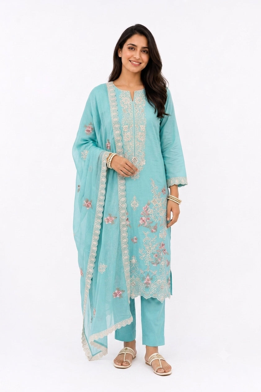 UNSTITCHED 3 PC SET MAYURI